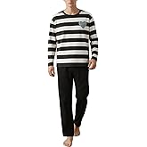 BAJAOEY Mens Pajama Set Long Sleeve Comfortable Breathable Sleepwear Loungewear