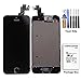 cellphoneage for iPhone 5S Black Full Set with Spare Parts LCD Screen Replacement Digitizer with Home Button, Bracket, Flex, Sensor, Front Camera, Frame Housing Assembly Display Touch Panel + Free Repair Tool Kits