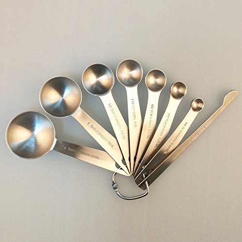 Measuring Spoons, Stainless Steel Measuring Spoons Set of 7 for Measuring Dry and Liquid Ingredients with Measuring Leveler, Stainless Steel Measure Spoons for baking and cooking
