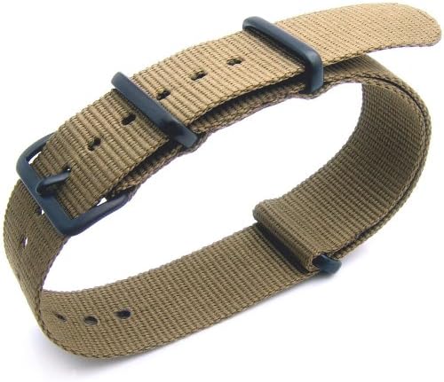 22mm G10 NATO Nylon Watch Strap, Color Black, PVD Hardware