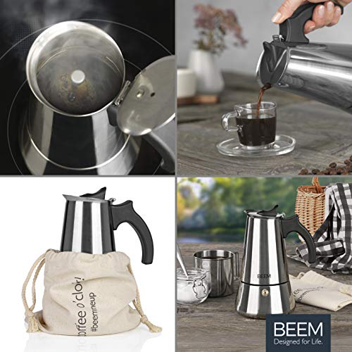 BEEM ESPRESSOMAKER Espressokocher - 6 Tassen | Kaffeekocher | Induktion geeignet | Edelstahl | 200-300 ml Mokka… – Bild 3