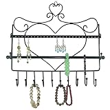 ARAD Metal Wall Mount Heart Shaped Jewelry Display Rack For Necklaces, Earrings, Bracelets, Black (Kitchen)