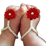 FEITONG 2016 Cute Pearl Chiffon Barefoot Toddler Foot Flower Beach Sandals