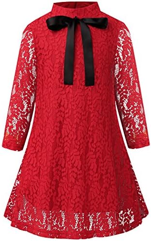Girl's Lace Dresses Aline Long Sleeve Kids Party Gowns 4-11 Years