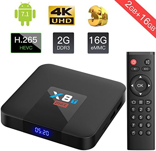 TICTID [2G DDRIII+16G EMMC ] X8T MAX Android 7.1 TV Box Quad core ARM Cortex-A53 802.11b/g/n 2.4G WiFi 4k2k H.265 Decode Smart TV Box 10/100M LAN Port Media Player