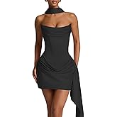 Xuzey Strapless Homecoming Dresses 2025 Ruched Satin Corset Short Prom Cocktail Gown with Scarf