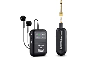 VOXFULL Stereo Wireless in Ear Monitor System 2.4G Wireless IEM System with Transmitter Clip on Receiver Automatic Pairing in-Ear Monitoring for Church,Stage,Live Performance (M6S)