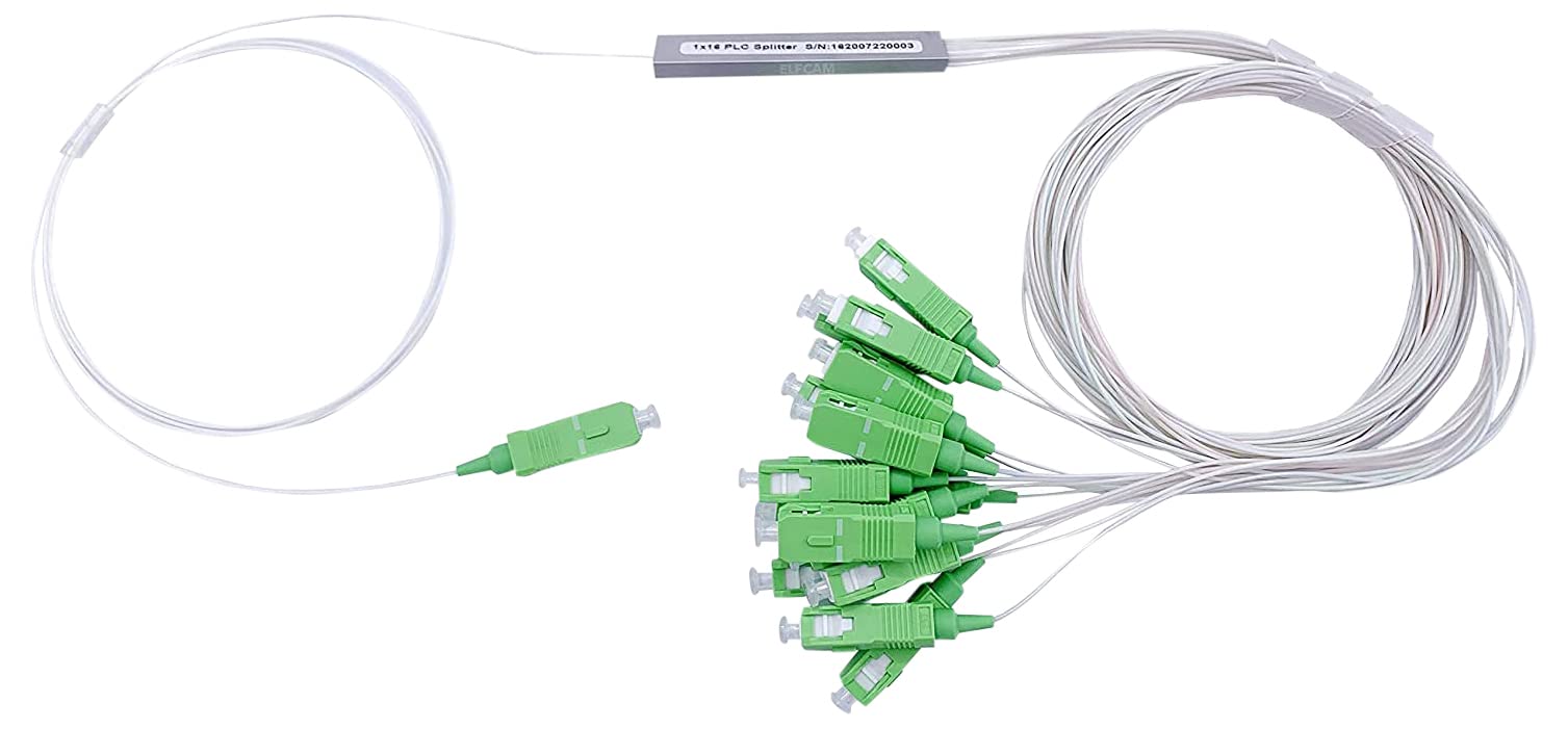 Elfcam Fiber Optic PLC Splitter SC/APC Singlemode 0.9mm 1X16