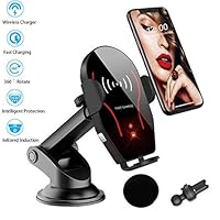 Wireless Car Charger Mount, Car Phone Mount with Auto-Clamping 10W/7.5W Qi Fast Charging Air Vent Phone Holder Dashboard Compatible With iPhone X Xs Max Xr 8 Plus and Samsung Galaxy S8 S9 S10 Note 9