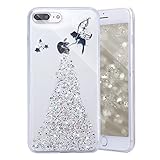 PHEZEN iPhone 8 Plus Case,iPhone 7 Plus Bling Glitter TPU Case, Fairy Angel Girl Pattern Shiny Glitter Flexible Soft Rubber Gel Clear TPU Silicone Back Case for iPhone 8 Plus/iPhone 7 Plus (Silver)