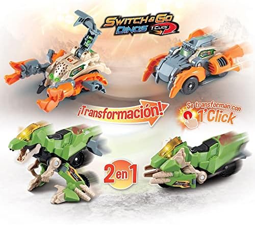 - Switch&Go Dinos OneClick, Veneno el escorpión blindado, Dinosaurios y Figuras de acción, Juguete transformable en 1click 2en1 Dino-Car, para niños +3 años, Versión ESP