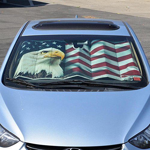 BDK A764 USA Eagle Flag Auto Sun Shade for Car SUV Truck Stars