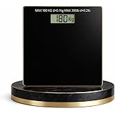 Balança Digital de Vidro Preto Temperado 180 kg – Display LCD Grande, Plataforma Transparente Premium, Alta Precisão Automáti