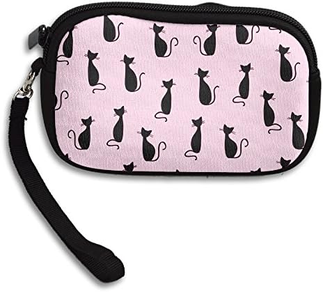 Black-pink Cute Cat Coin Purse Wallet Wristlet Pouch Coin Wallet Zipper Change Holder
