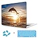 Sunset Ocean Image Rubberized Clear Laptop case + Keyboard Skin + Dust Plug for MacBook Air 13 (Models:A1370/A1466) - Leap Dolphin