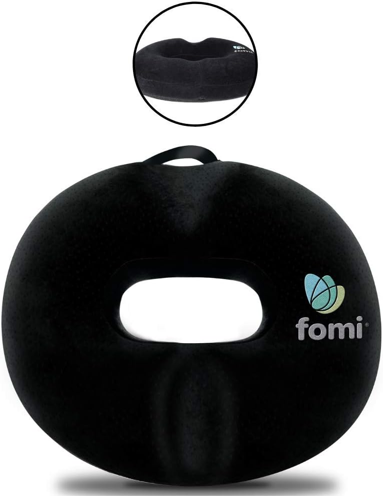 FOMI Extra Thick Donut Memory Foam Seat Cushion Care | 18" x 16" x 3.5" | Large Tailbone Pillow for Car, Truck, Office Chair, Wheelchair | Back, Bed Sores, Coccyx, Hemorrhoid, Sciatica Pain Relief: Home & Kitchen