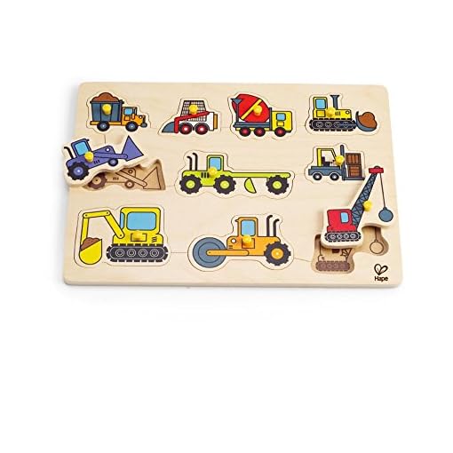 Hape Construction Site Kid's Wooden Toddler Peg Puzzle