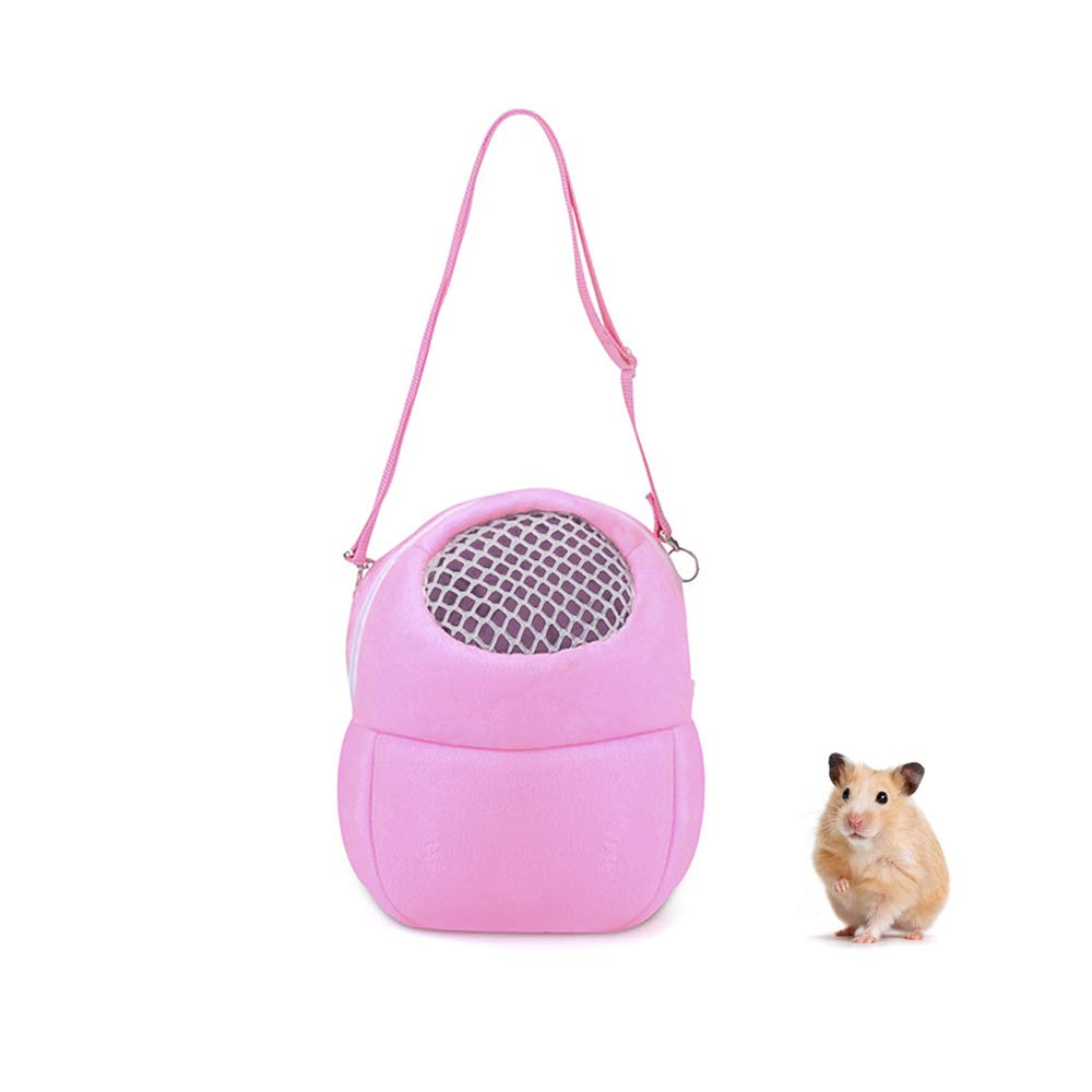 Pet Carrier Bag, Portable Outgoing Travel Handbags With Nylon Straps Small Pet Pouch for Hamster Rat Hedgehog Rabbit (S, Pink)