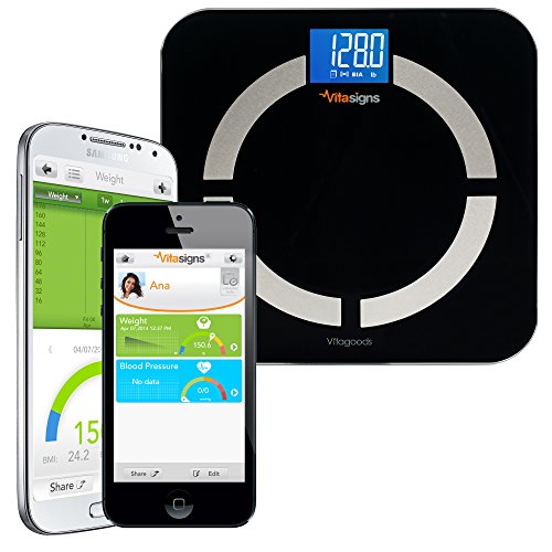 Vitasigns VS-3200-B Bluetooth Digital Body Analyzer Scale, Black Glass