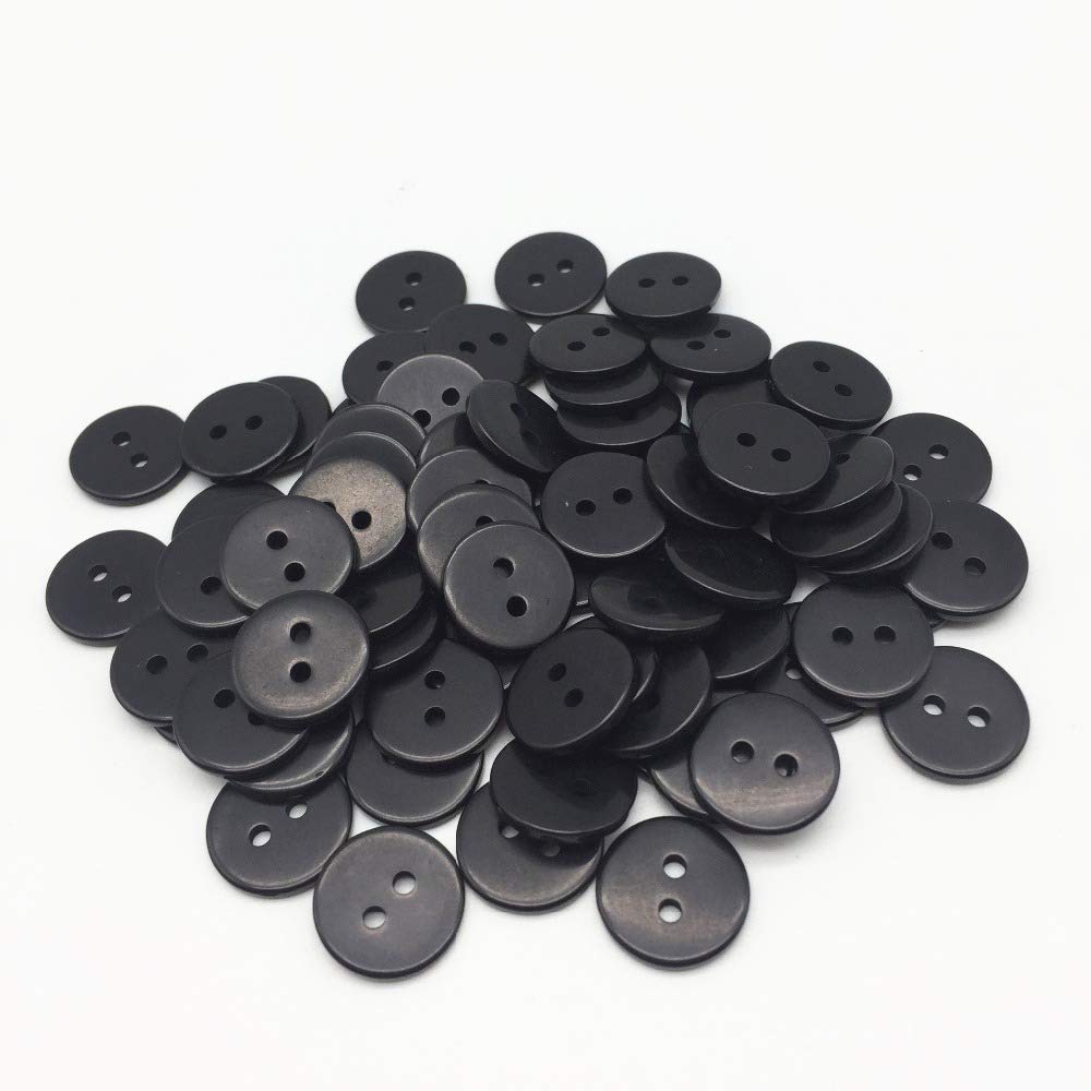 200pcs Mixed Resin Buttons 8mm 2 Holes Craft Assorted Buttons for Sewing Scrapbook Card Making Craft DIY Gift-Black