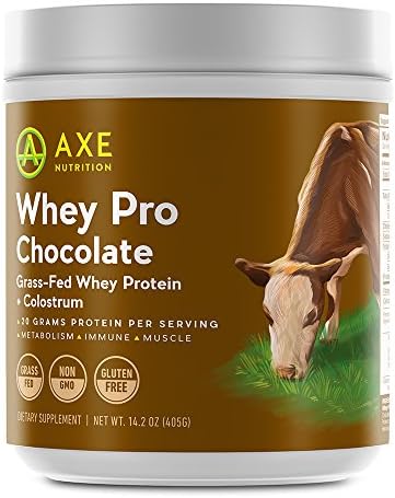 Axe Nutrition's Chocolate Grass-Fed Whey Protein - 20g of Per Serving - Non-GMO, No Gluten, Growth Hormones, Antibiotics, Pesticides, or Fillers