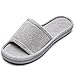 Women's Comfort Memory Foam Cotton House Slippers Spa Shoes w/Fleece Lining & Anti-Skid Rubber Sole (Medium / 7-8 B(M) US, Gray)