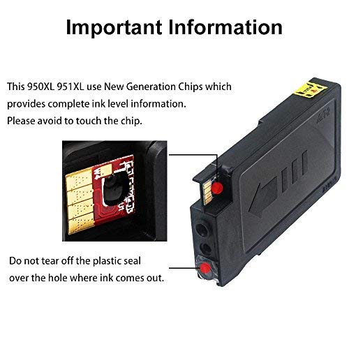 Upgraded 950XL 951XL Ink Cartridges Compatible for HP 950XL 951XL, High Yield for HP OfficeJet PRO 8610 8600 8620 8100 251dw 8630 8625 8615 (5-Pack, 2 Black Cyan Magenta Yellow)