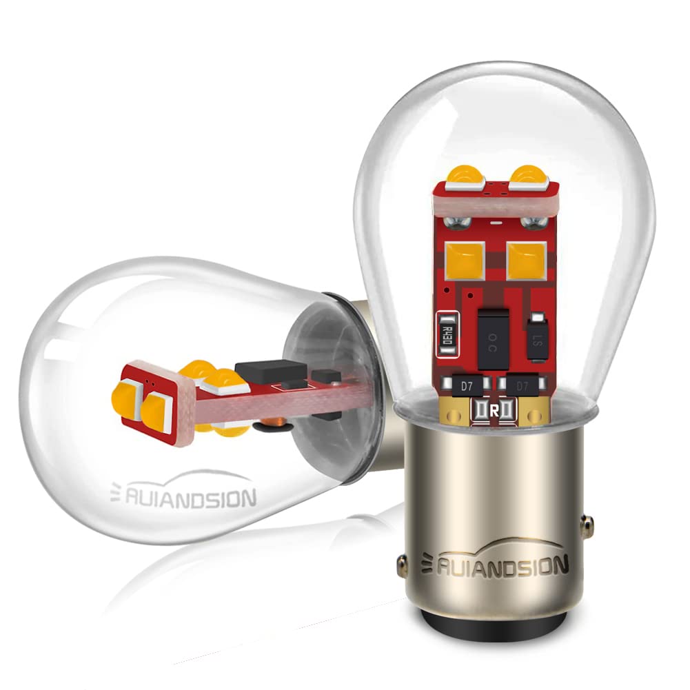 Photo 1 of Ruiandsion 2pcs 1157 2057 7508 BAY15D LED Bulb Amber 12V Replacement for Car Backup Reverse Turn Signal Tail Lights