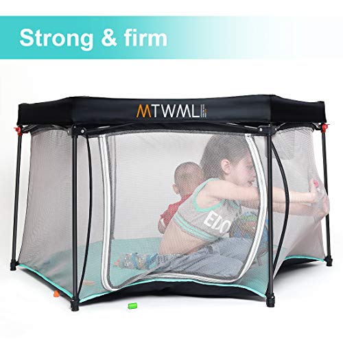 [6-Panel]Portable Playpen, Play Yard, Safety Foldable Indoor and Outdoor Baby Play Pen with Carry Case and Washable Lightweight Mesh Kids Playard - Thumbnail 5