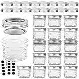 VERONES Mason/Canning Jars, 4 OZ Jelly Jars With Regular Lids and Bands, Ideal for Jam, Honey, Wedding/Shower Favors, DIY Spi
