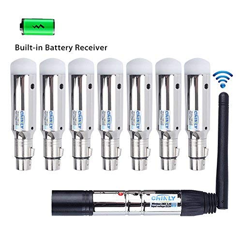 CHINLY 8pcs DMX512 DMX Dfi DJ 2.4G 7 Charging Wireless Receiver Built-in Battery & 1 Transmitter LED Lighting Control for LED Stage Par Party Light
