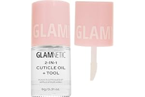 Glamnetic 2-in-1 Cuticle Oil | Nourishing Cuticle Serum & Cuticle Pusher For Healthy Nails | Overnight, Hyaluronic Acid & Botanical Oils - 0.31 Oz