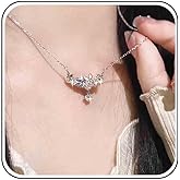 Ximdble Vintage Crystal Pendant Necklace Rhinestone Butterfly Choker Necklace Crystal Cz Butterfly Necklace Silver Cz Rhinestone Choker Necklace for Women
