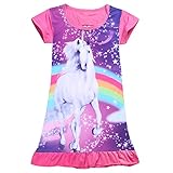 2Bunnies Girls Unicorn Star Rainbow Print Nightgown Nightie Princess Night Dresses