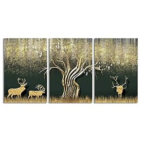 NWT Canvas Wall Art Abstract Deer in Forest...