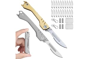 Basicallyt Folding Scalpel Knife with 10PCS Replaceable Blades, Intellectp Pocket Small Knife for Men, Materiatl Pocket Slim 