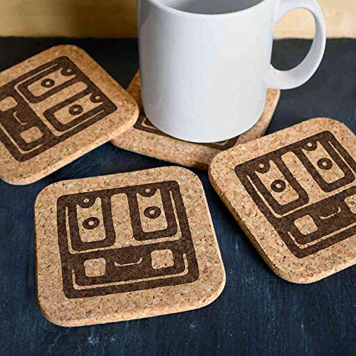 Posavasos Azeeda 4 x Cofre del Tesoro Posavasos de Corcho Cuadrados de 10cm CR00157380