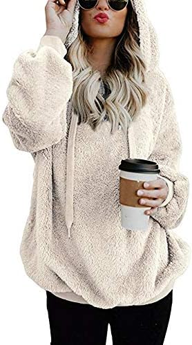 Women Autumn Winter Warm Sweatshirt Coat Jacket Moonuy Womens Ladies Winter Warm Fluffy Coat Faux Fleece Fur Outerwear Sweatshirt Coat Oat Tops Jacket Coat Sweatshirt Outwear for Women