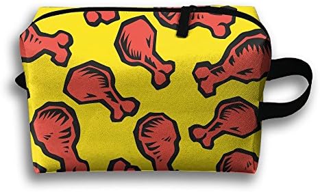 Ztrb Chicken Leg Pattren Portable Make-Up Zipper Pouch Beauty Cosmetic Bag Carry Case Brush Organizer Toiletry Hanging Storage Bag Sewing Kit Medicine Bag