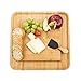 Premium Bamboo Cheese Board with Stainless Steel Knife Set | Great Gift Idea | Size 13''x13''x2''