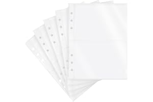 Dajino 20 Sheets Clear Binder Sleeves Pocket Sheets Protectors Double Sided Plastic Sleeves for Binder Refill, Photo Card Sticker Organizer Pocket Pages Binder Inserts for 6 Ring A5 Binder (2-Pocket)