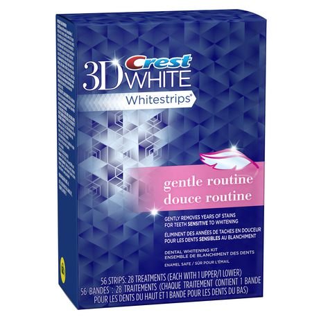 Crest 3D White Gentle Routine Whitestrips, Dental Teeth Whitening Strips Kit, 28 Treatments (56 Strips)