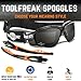 ToolFreak Spoggles - Tinted Lens With Pouch - Safety Glasses & Protective Goggles - Polycarbonate Lens, ANSI Z87 Rated & UV Protection - Foam Padded, Removable Legs, Headstrap & Pouch