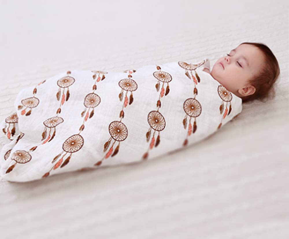 CozyWay Muslin Swaddle Blankets – Baby Blanket 4 Pack Boys/Girls/Unisex, Receiving Blankets, Swaddle Wrap, Bath Towel, Newborn Shower Gifts,47x47 (Dream Catcher)