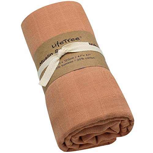 LifeTree Muslin Baby Swaddle Blankets Unisex, Solid Color Muslin Swaddling Blankets for Boys