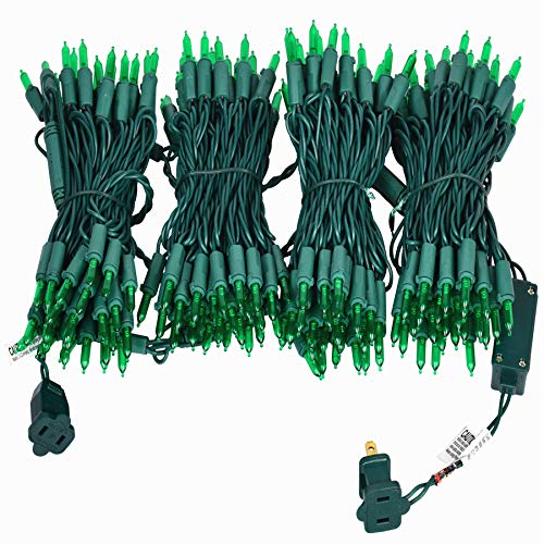 JinBest 200 Green Christmas Lights with Green Wire 66 Ft, UL Certified