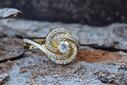 Diamond Vintage engagement ring for women -18K Yellow Gold Ring-Women Jewelry-engagement ring setting-for here-unique engagement ring-promise ring
