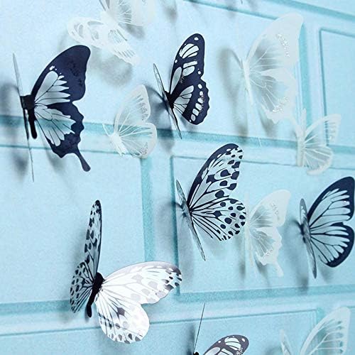 IKAAR 18pcs 3D Butterfly Wall Stickers, Black and White, PVC Material, for Walls Doors, Closets & More, Home Decor, Wedding, Baby Room - Image 4