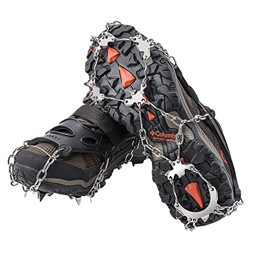 AUHIKE 18 Teeth Claws Crampons l Non-slip Shoes Cover with Stainless Steel Chain for Walking on Snow and Ice (S)