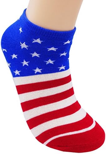 Ayli Unisex Flag Low Cut Ankle Length Casual Cotton Socks, 5 Pairs, USA, sk9z724us